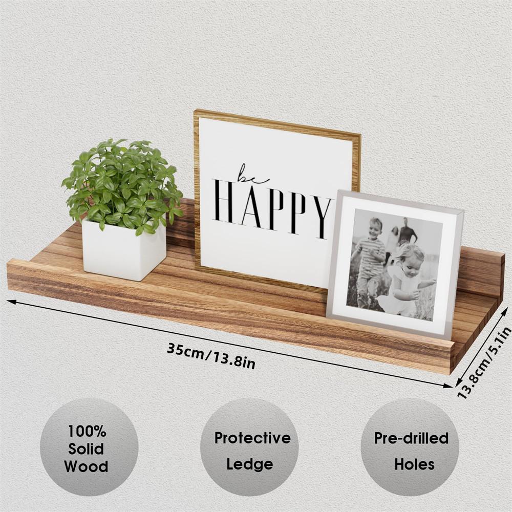 Wood Floating Shelves for Wall Set of 2 Living Room Decor Wall Mounted Display Shelves Shelves with Lip Bedroom Ledge Shelf
