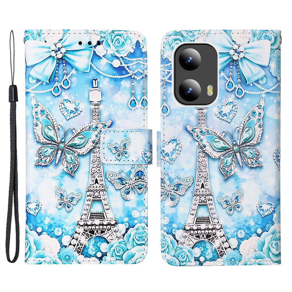 For Motorola Moto G Play 5G (2024)/Moto G 5G (2024) Leather Case with Strap Pattern Printing Phone Stand Cover