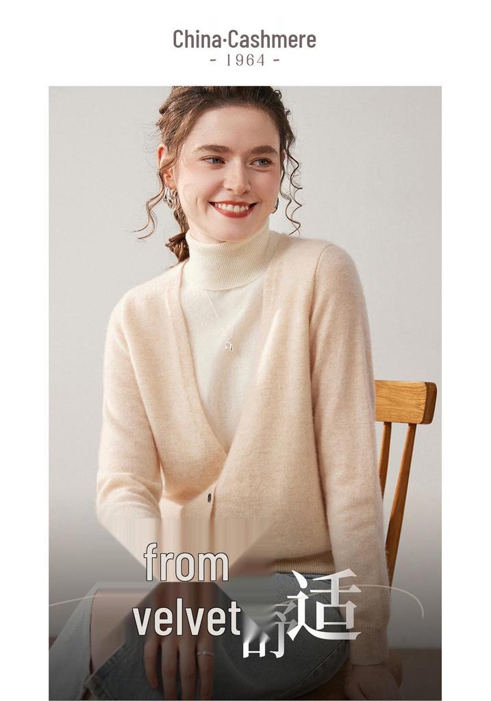 Autumn Winter High Neck Two-Piece Cashmere Knit Sweater for Women