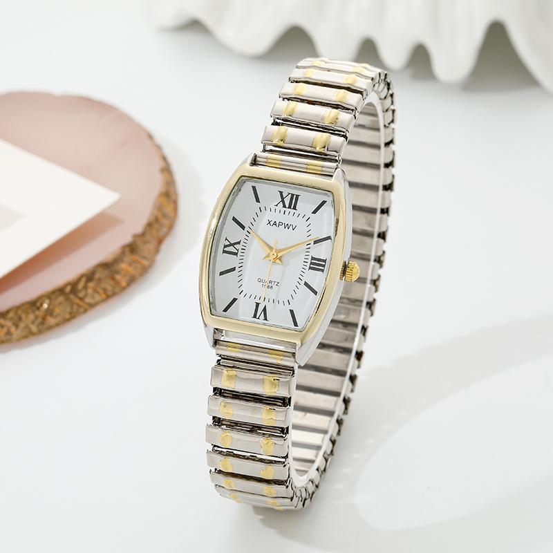 

Fashionable Barrel-Shaped Simple Elegant Elegant Quartz Watch Women s Elastic Band Retro Women s Watch No різнокольоровий