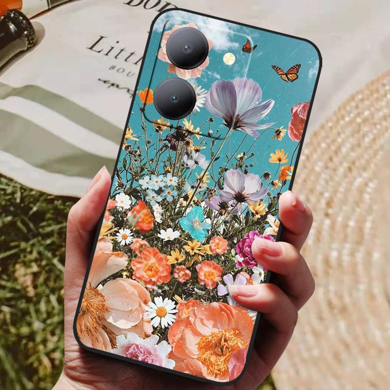 Para Capa Vivo Y36 5G Capa Preta À Prova de Choque Silicone Macio Capas Traseiras Para Vivo Y36 4G V2247 Capa de Telefone Y 36 5G Capa Leão Lobo