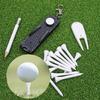 Golfs Tees Holder Portable Golfs Tees Carriers Hanging Stand with 12pcs Tees, Green Fork, Pencil, GolfBall Marker