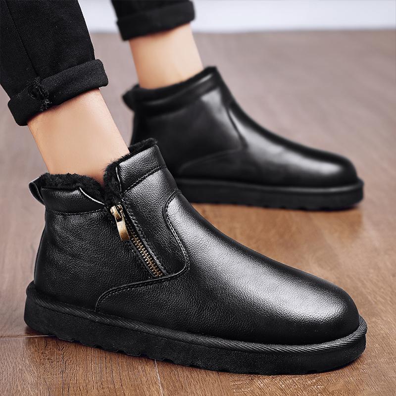 2024 Winter New Men's Fashion Warm Fury Inner High Top Cotton Shoes Snow Boots Comfortable Casual Platform Boots