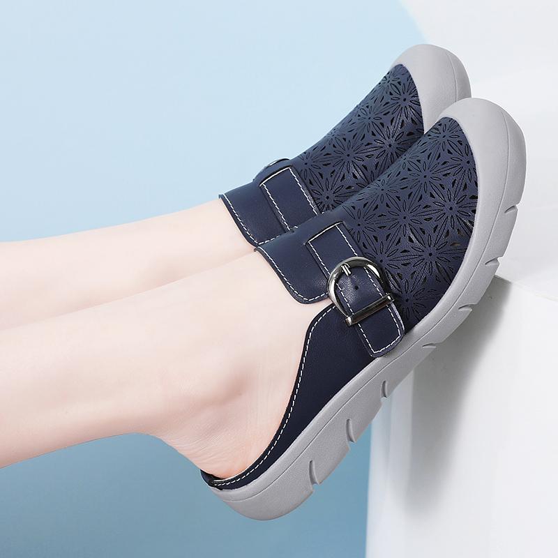 Fashion New Women's Slippers Half Packed Soft Bottom Hollow Out Waterproof Non-Slip Summer Shoes For Middle-Aged And Elderly