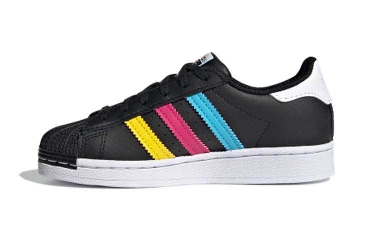 

Adidas Originals SUPERSTAR C Удобные износостойкие низкие детские скейтбордические кроссовки Черный Белый Красный FW5237 31.5