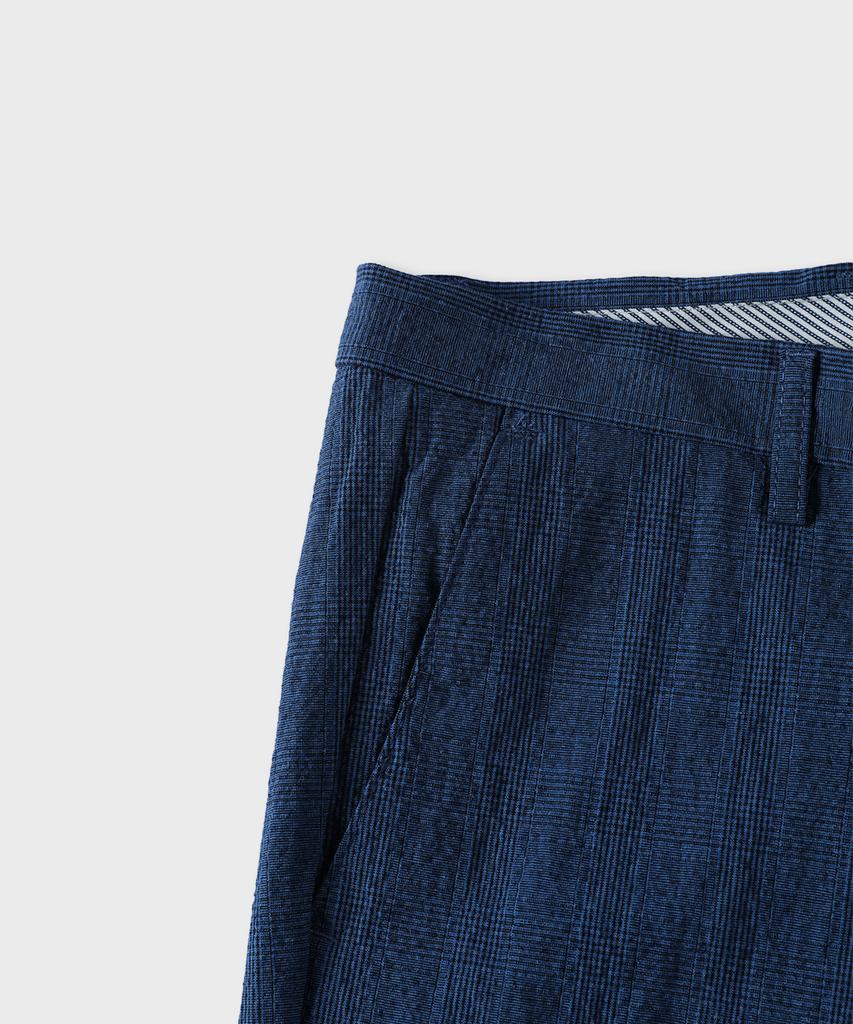 PANICALE Glen Check Slim Fit Cotton Pants [Navy]