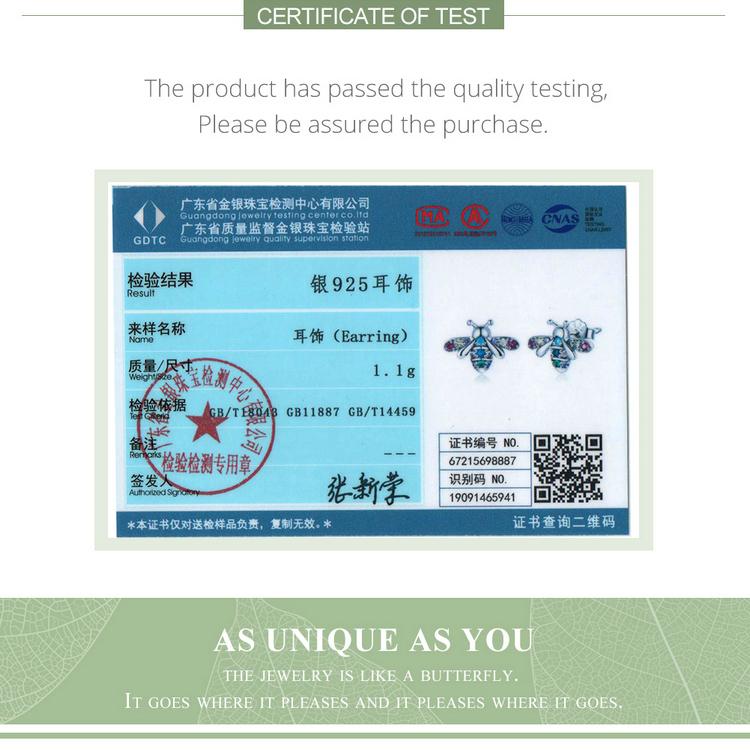 Cercei cu albine cu zirconiu, argint 925 BAMOER, bijuterii fine