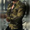 Men Shirt Long Sleeves Button Lapel Cardigan Single-breasted Warm Slim Fit Casual Flower Print Autumn Top for Dating