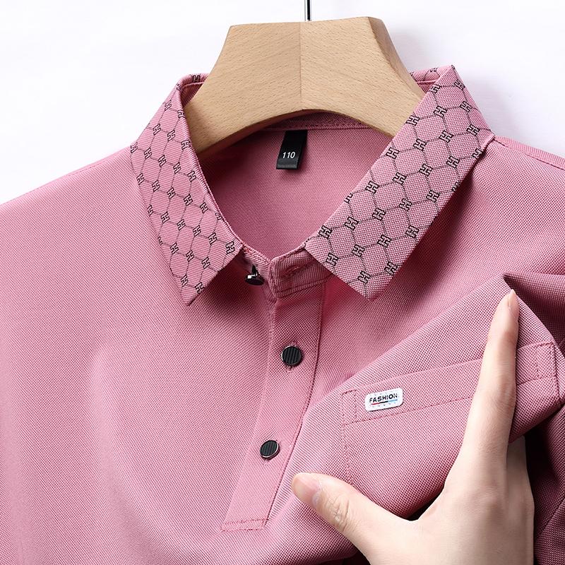 

Summer New Men s Short Sleeved T-shirt Ice Silk Flip Collar Polo Shirt Middle Aged Dad s Top 4XL