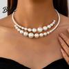 Fashion Faux Pearl Necklace Choker Women Elegant White Versatile Sparkling