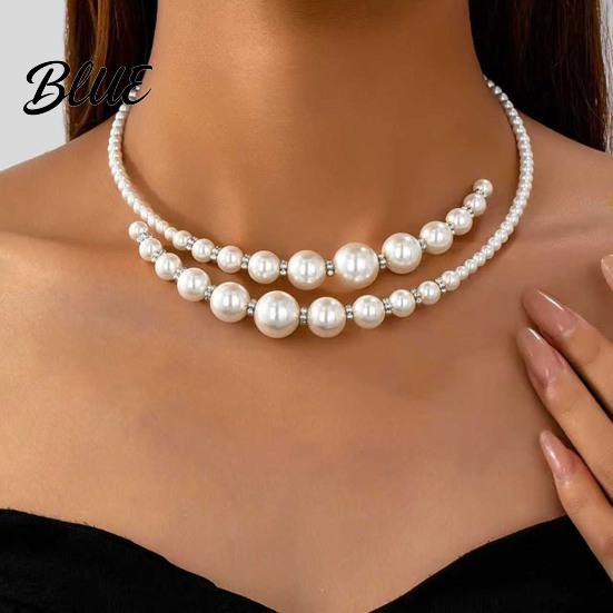 Fashion Faux Pearl Necklace Choker Women Elegant White Versatile Sparkling