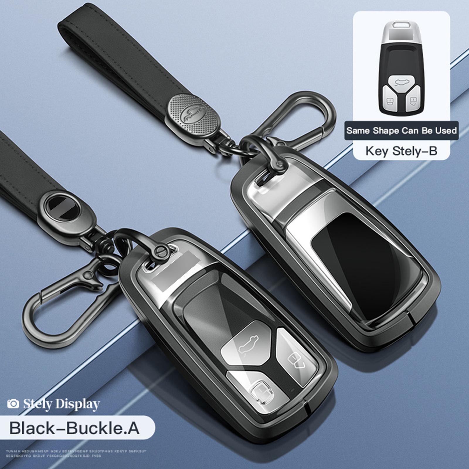 Aluminum Alloy TPU Black Car Key Case Cover With Buckle For a6l a4l a3