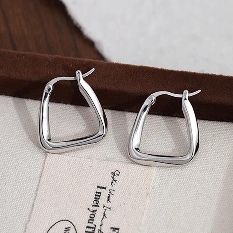 Minimalist Hoop Earrings with Geometric Square Design Fashion Metal Texture Commute Jewelry