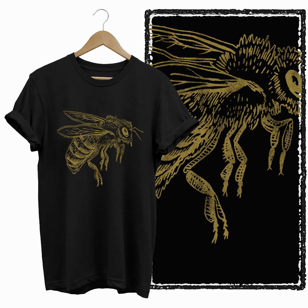 

COOLMIND cotton black cool bees print exclusive original graphic women T shirt loose big size women tshirt cool female tee S