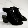Sandals new fish mouth high heels Roman shoes lace-up shoes large size sandals