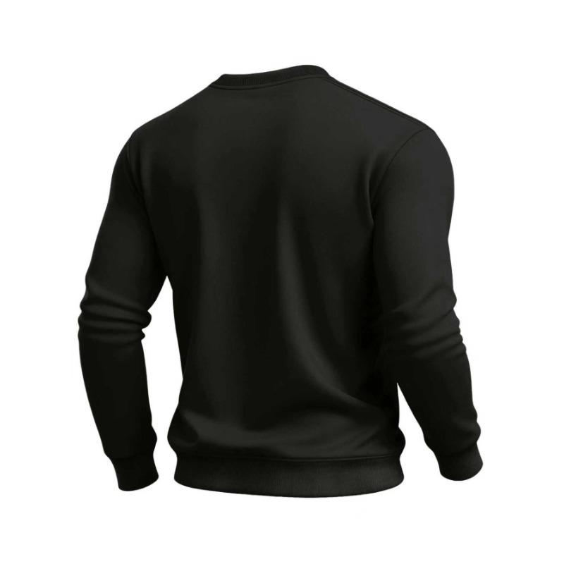 Men'S Hoodless Round Neck Long Sleeve Casual Pullover, Soft Comfortable Versatile Wear For Autumn, Winter, And Holidays.