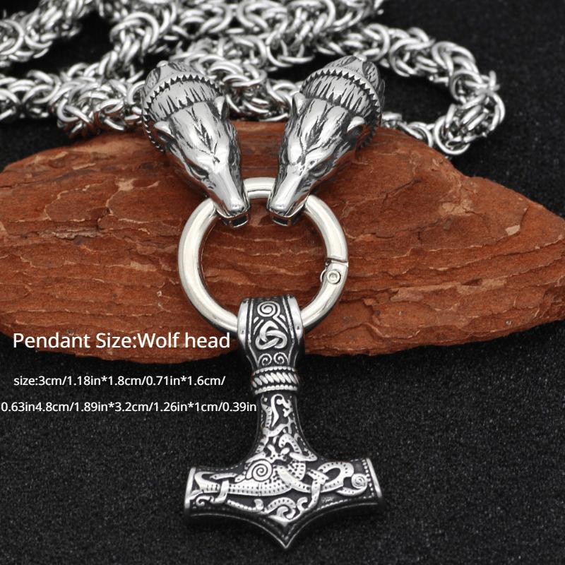 Men's High Quality Bear Head Viking Talisman Pendant Necklace
