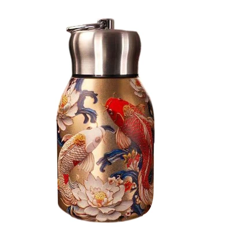 

Retro Design Insulated Water Bottle 300ml Capacity Durable Construction Leak proof Lid 3 Pattern Option Available