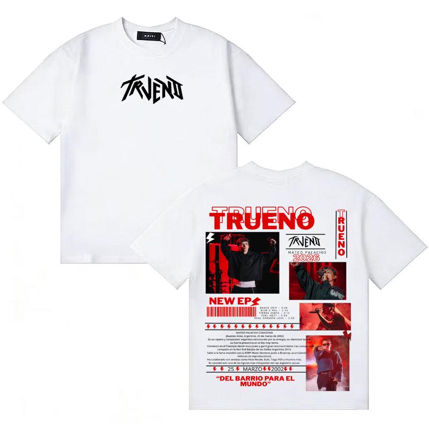Rapper Trueno 2026 Tour Graphics Tshirt Unisexs Women Clothing Hip Hop Short Sleeve Tee Shirt Cotton Oversized Tshirts Streetwear