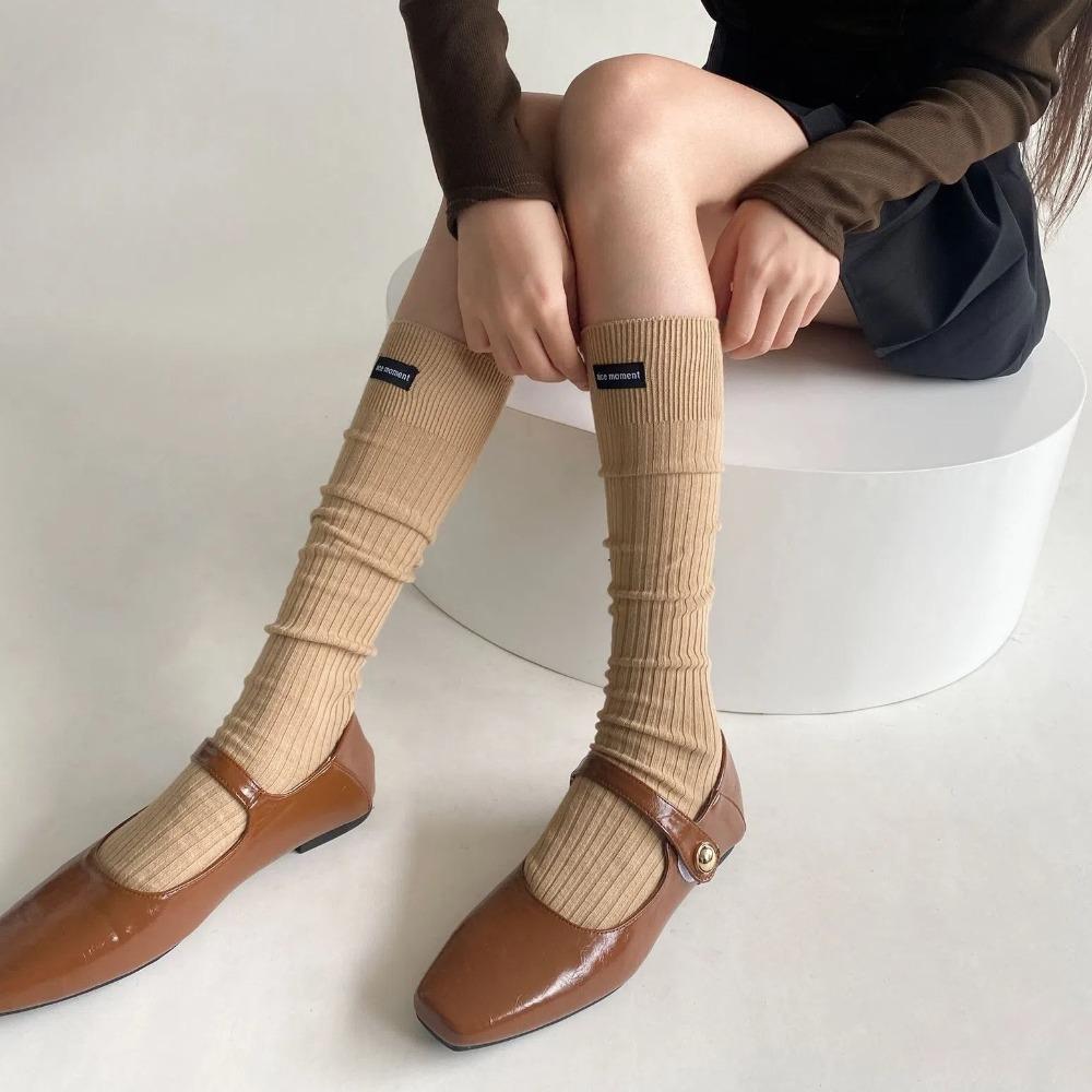 Black Lable Long Socks High Tube Knitted Stocking Fashion Knee-high Socks  Autumn