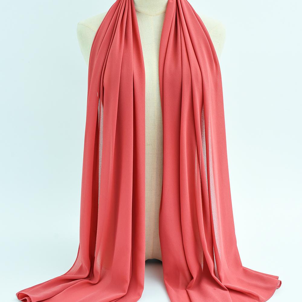 Fashion Pearl Chiffon Hijab Shawls Of Muslim Women Solid Color Head Wraps Scarf For Ladies