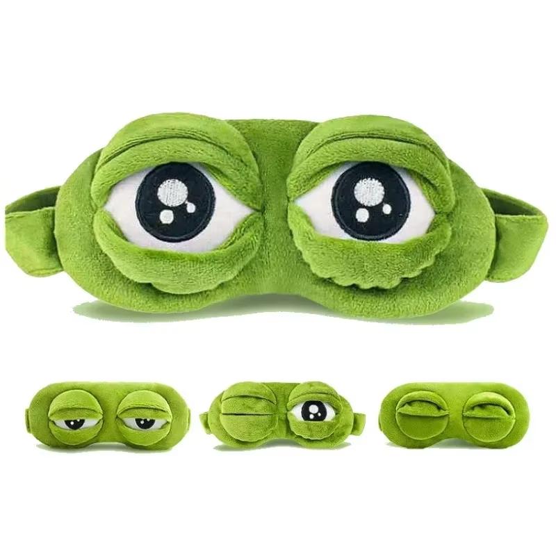 3D Sad Frog Sleep Mask Natural Sleeping Eyeshade Cover Shade Eye Patch Women Men Soft Portable Blindfold Travel Eyepatch