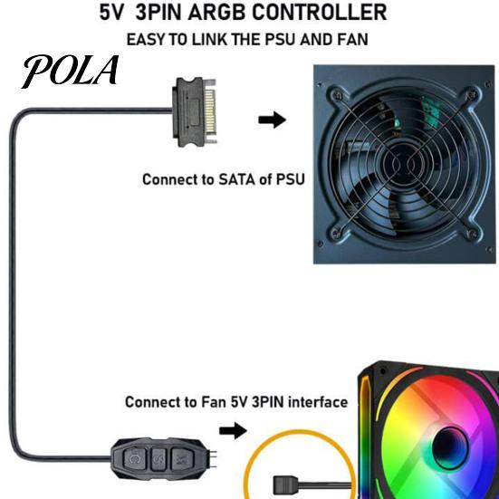 Modes Adjustable ARGB Controller with 14 Keys Remote Control 5V 3Pin to SATA Power Supply Color Changing 3 Buttons Case Fan RGB PC Accessories