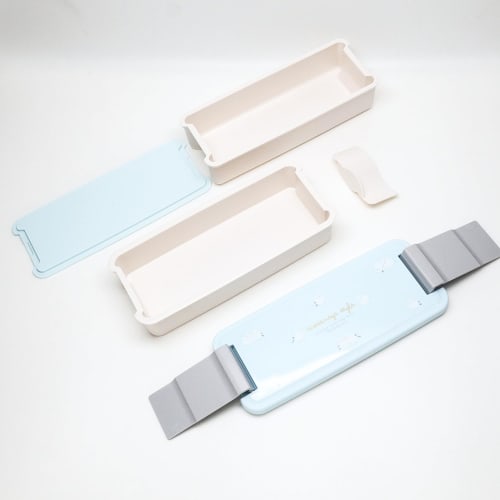 OSK PCW-650D 2-Tier Bento Box with Locking Design, Shimaenaga SEN, 340ml/310ml Capacity, with Dividers, Dishwasher and Microwave Safe, Made in Japan,