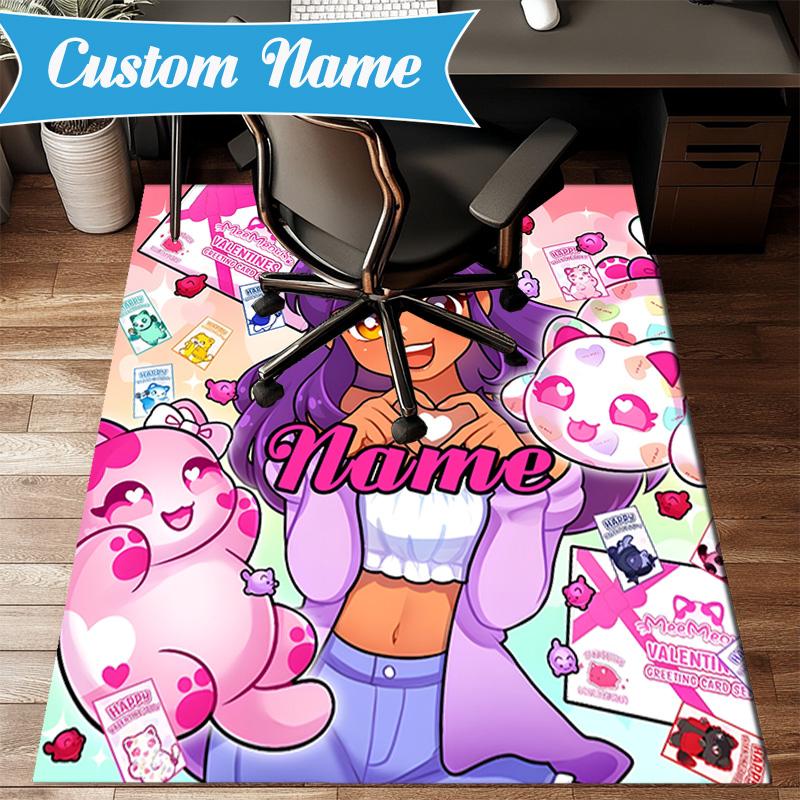 Custom Name Fantasy Friends Aph-mau World Rug Game Carpet, Floor Mat for Bedroom Living Room Entryway Rug,Home Decor Idea Gift for Christmas birthday