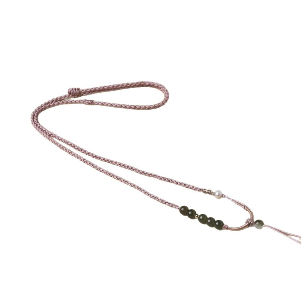 Handmade Woven Hetian Jade Adjustable Necklace Pendant