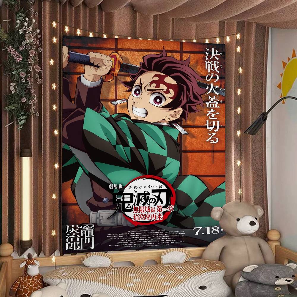 Anime Kamado Tanjiro Chart Tapestry For Living Room Home Dorm Decor Art Home Decor