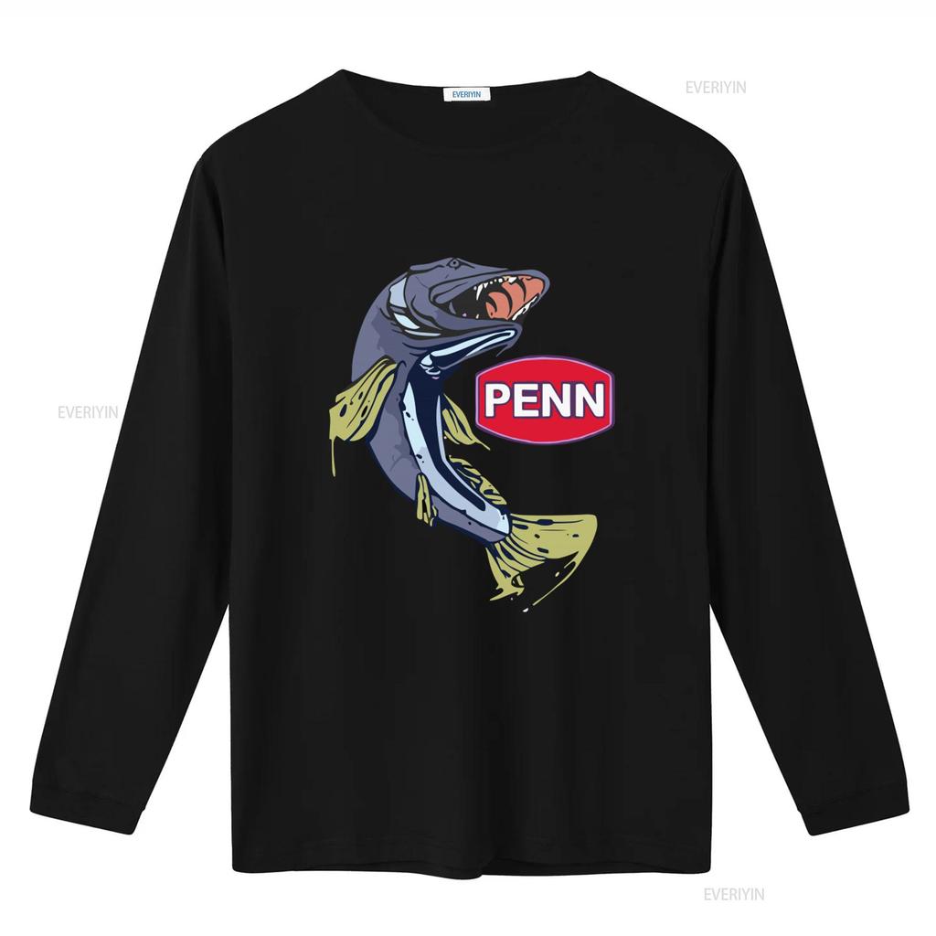 PENN Attrezzatura da Pesca Logo Aziendale Maglietta Nera da Uomo Taglia S 3XL con Stampa di Pesce Cool vintage Lavata Traspirante Comoda