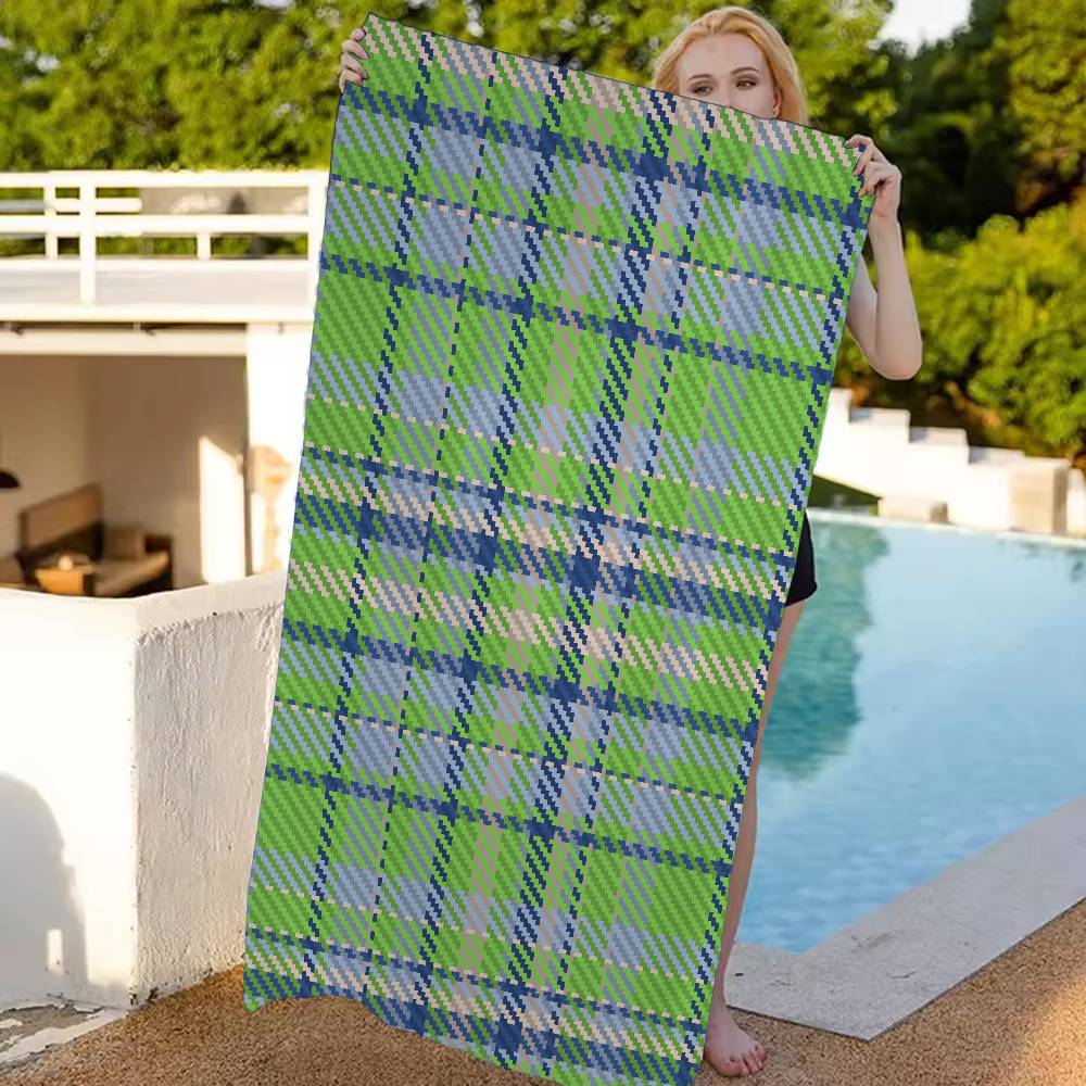 Ka Chen Muda White Scottish Tartan Print Beach Towel For Kids Bath Towel Pool Towel Vacation Gift Picnic Towel Party Gift