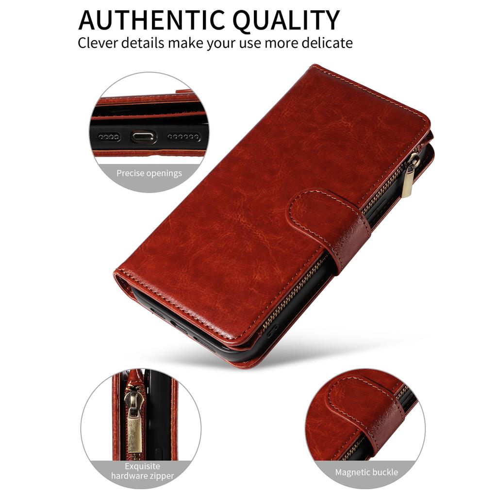 Zipper Crystal Print Phone Case for Iphone16 15 14Pro Max Plus 13 12 11Pro Mini 7 8 XS XR XS MAX Clamshell, Wallet, Faux Leather