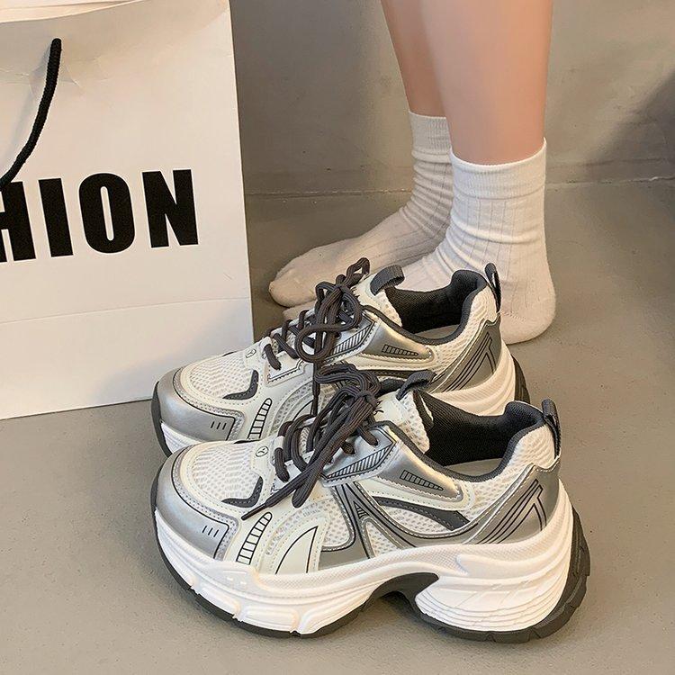 

Platform-soled Hong Kong-style fashion dad shoes for women s 2025 spring and summer new versatile small man height-increasing platform-soled c 40 сірий колір