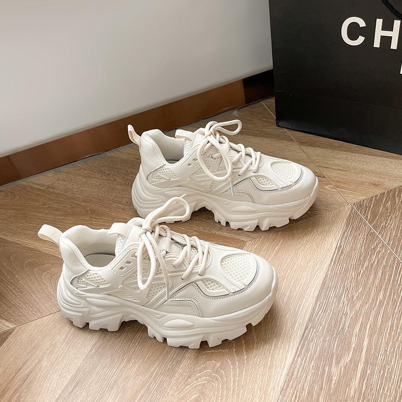 

Thick-soled heightening dad shoes women s autumn new women s shoes breathable and versatile casual sports little white women s shoes 40 бежевый