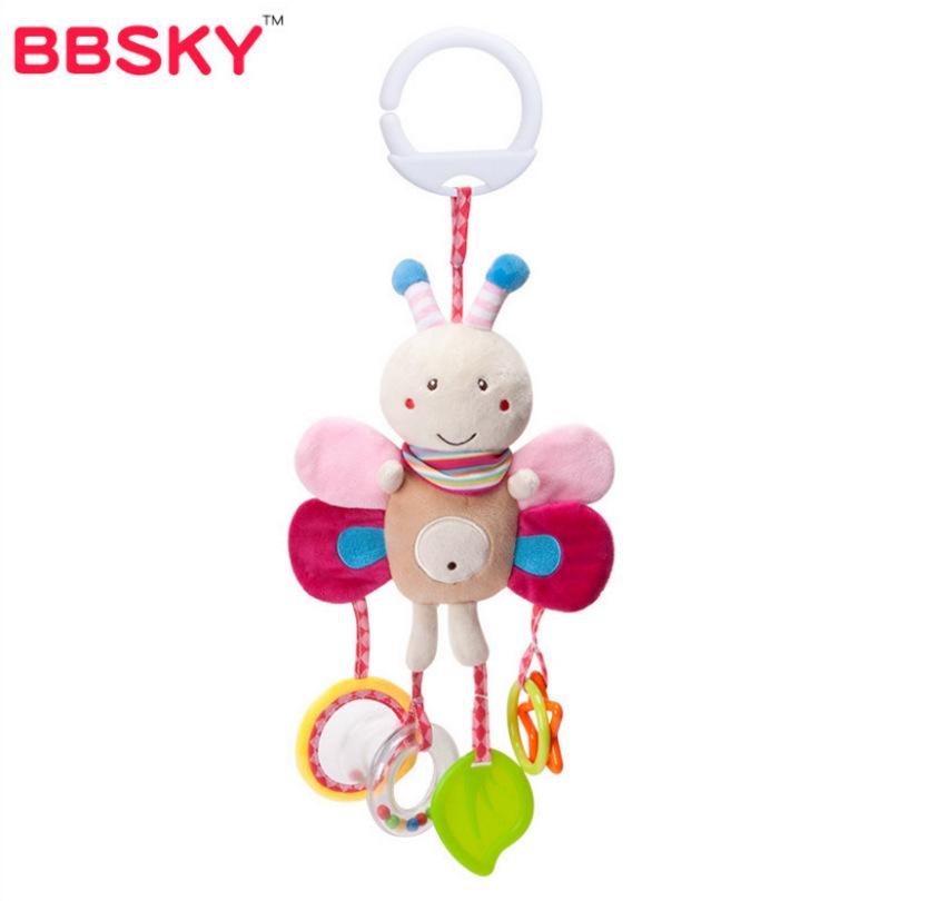BBSKY Adorable Cartoon Animal Baby Crib Mobile & Teething Plush Rattle Toy