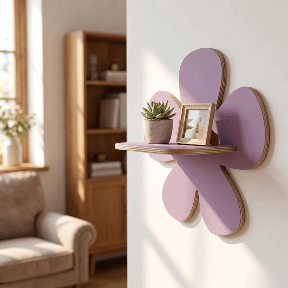 Wall-Mounted Flower Floating Wall Shelf Wooden Wall Hanging Shelf Modern Plant Shelf  Office