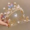 Children's Princess Crown Crystal Tiara Girls Hair Accessories High-end Atmosphere Dance Performance Birthday Gift Crown Bridal