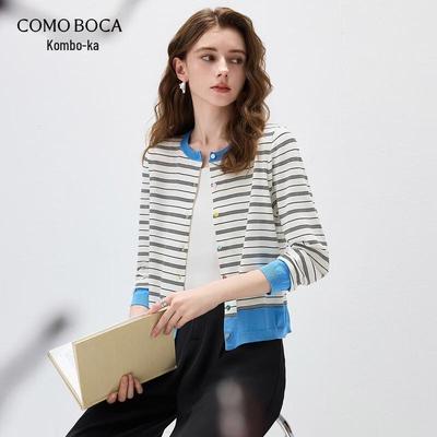 KMBK Women's Striped Silk Blend Long-Sleeve Knit Top