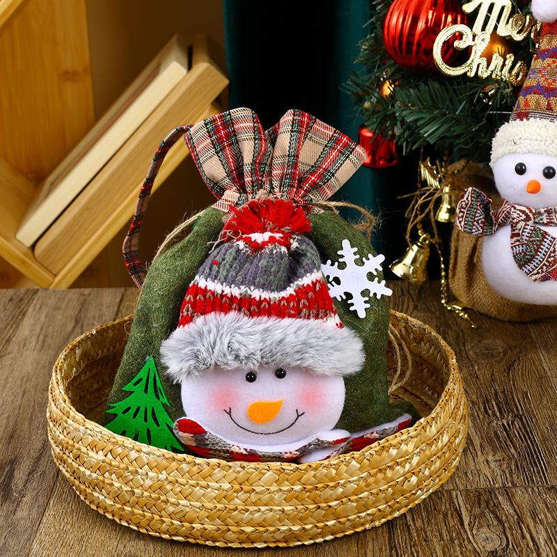 Christmas Cartoon Candy Bag Santa Claus Snowman Brushed Non-woven Apple Bag Cute Handbag Christmas Cookie Gift Wrapping Supplies