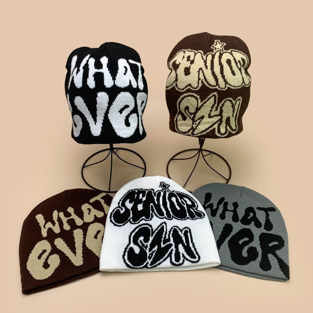 Popular Letter Jacquard Knitted Hat For Men And Women, Warm Personality Contrasting Colors, Hip-Hop Cold Hat, Pullover Hat