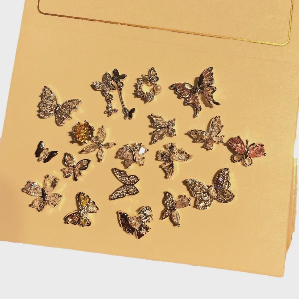 LZ16 Luxus Metall Schmetterling Zirkon Nagel Schmuck