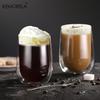 KEMORELA 2/4PCS Double Cup Latte Macchiato Glass For Coffee Cup Latte Ice Cream American Coffee Juice Beer Restaurant Drinkware