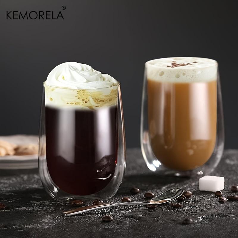 KEMORELA 2/4PCS Double Cup Latte Macchiato Glass For Coffee Cup Latte Ice Cream American Coffee Juice Beer Restaurant Drinkware