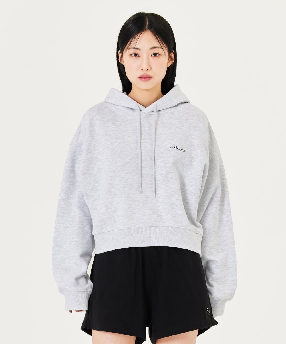 Mark Gonzales Womens Sign Logo Og Cropped Sweat Hoodie - L/Grey L/090