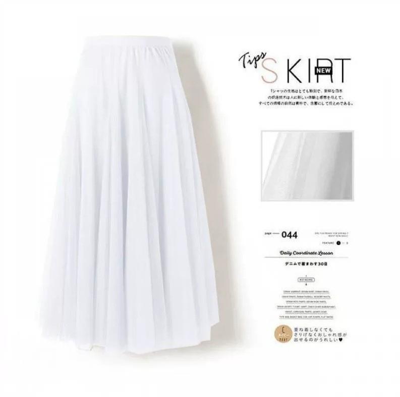 Dámská pevná skládaná elegantní midi elastická sukně v pase