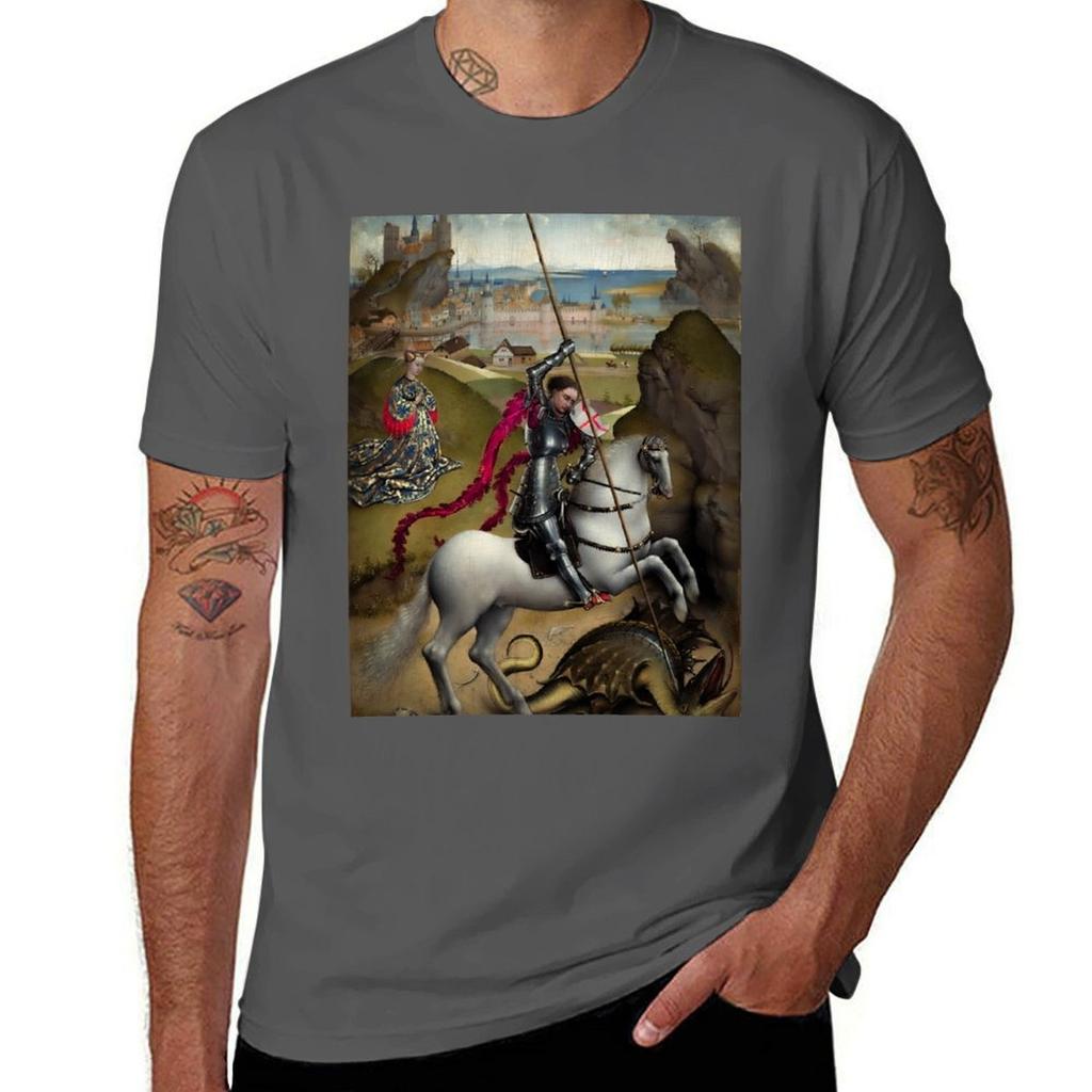Saint George And The Dragon Rogier Van Der Weyden Tshirt Antiwrinkle Short Sleeve Tshirt