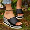 Fashion Classic Pu Strap Slip On Slippers Women 2025 Summer Brand Designer Chunky Platform Wedge Heels Slides Sexy Bohemia Beach Sandals