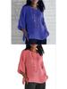 Women's Cotton Linen Three-Quarter Sleeve Shirt - Round Neck Top